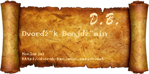Dvorák Benjámin névjegykártya